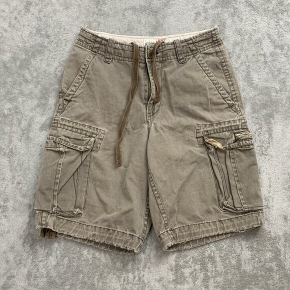 Aeropostale A87 Shorts Mens Size 29x10” Brown Cargo Drawstring Distressed Y2K